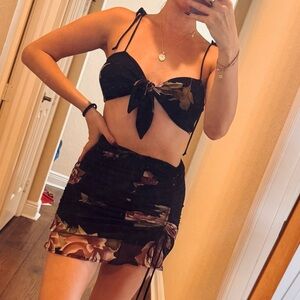 Black Floral Mesh Women's Set